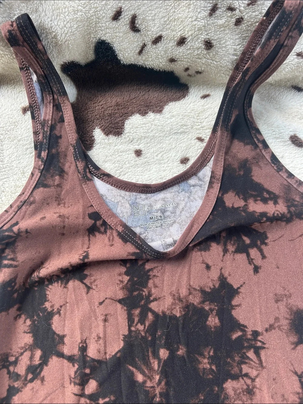 No Boundaries Brown and Black Tie-Dye Scoop Tank